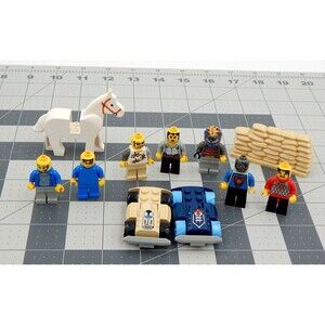 Lego 7 Minifig 2 Cars Horse Lot Various Kits Replacement Pieces